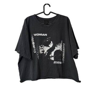 Handmade Rust Christian Woman Graphic Print Boxy Crop Tshirt Womens Medium